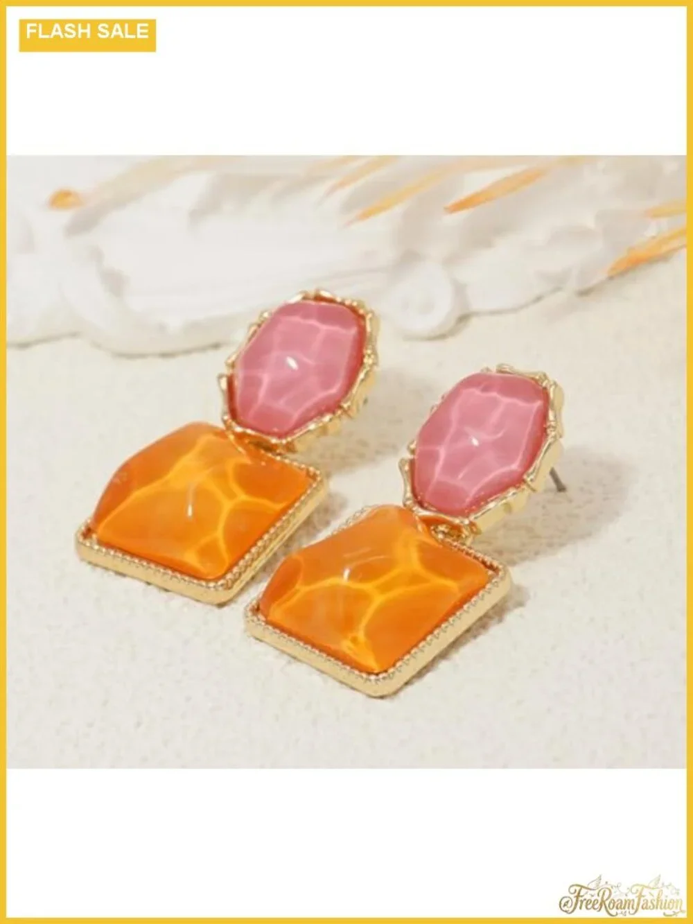 Asymmetrical Resin Acrylic Dangle Drop Earrings Boho Water Ripple Womens